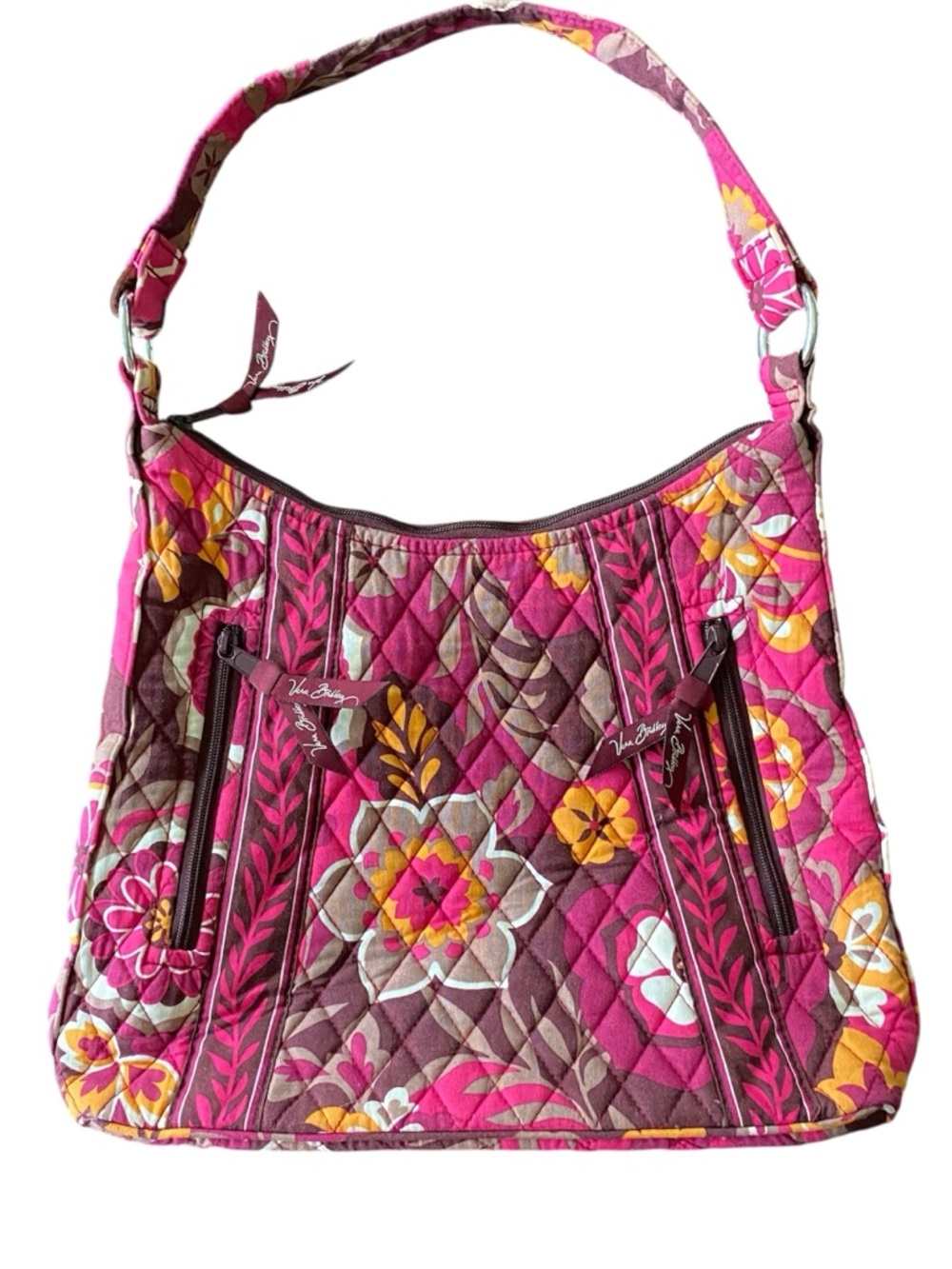 Vera Bradley Lisa B Carnaby Hobo Bag Pink Floral Quilted Shoulder Bag Retired